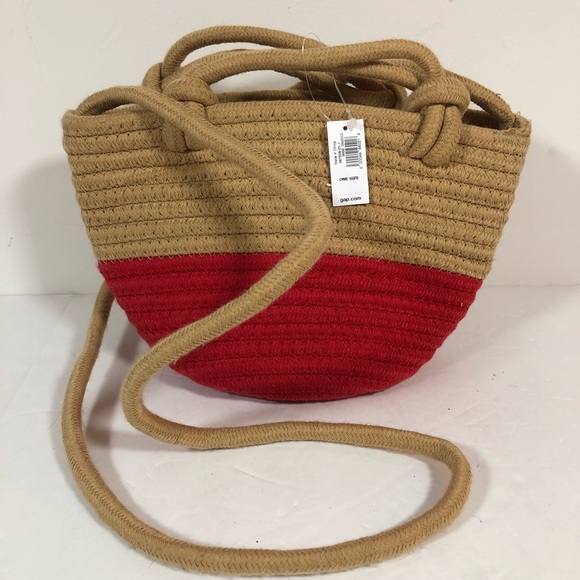 Gap Crossbody Red Color Block Open Boho Bag Small - Picture 2 of 6